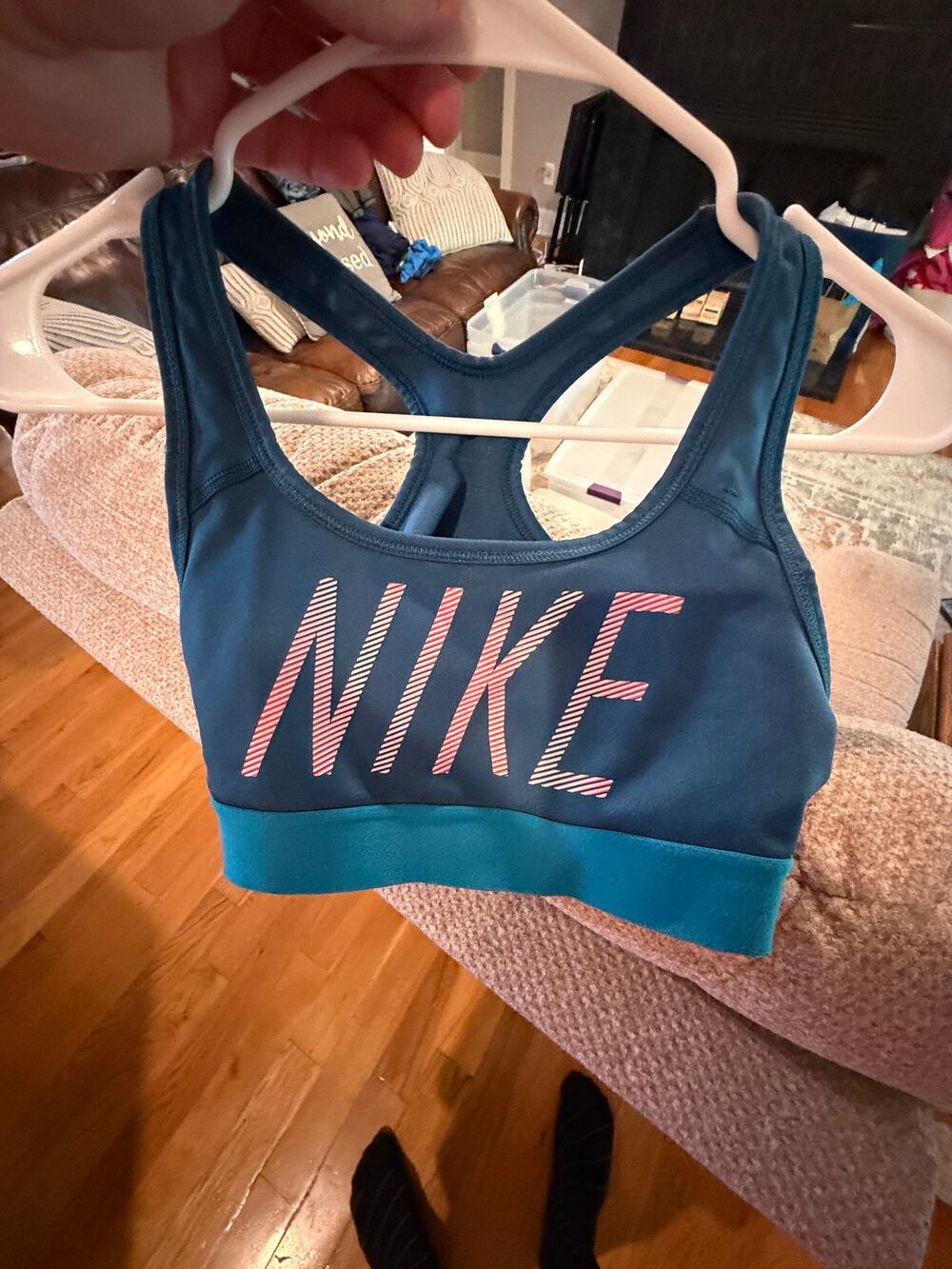 Nike Dri-FIT Women’s Racerback Sports Bra Teal Blue Athletic Workout Bra